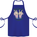 Goataholic On the Way to Get More Goats Cotton Apron 100% Organic Royal Blue