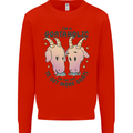 Goataholic On the Way to Get More Goats Kids Sweatshirt Jumper Bright Red