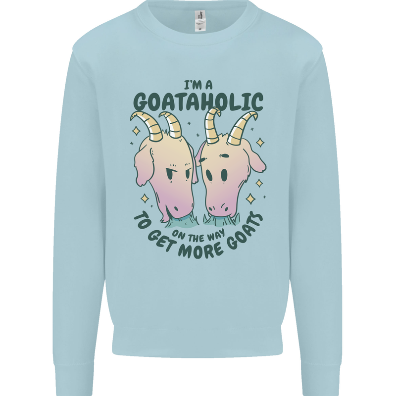 Goataholic On the Way to Get More Goats Kids Sweatshirt Jumper Light Blue