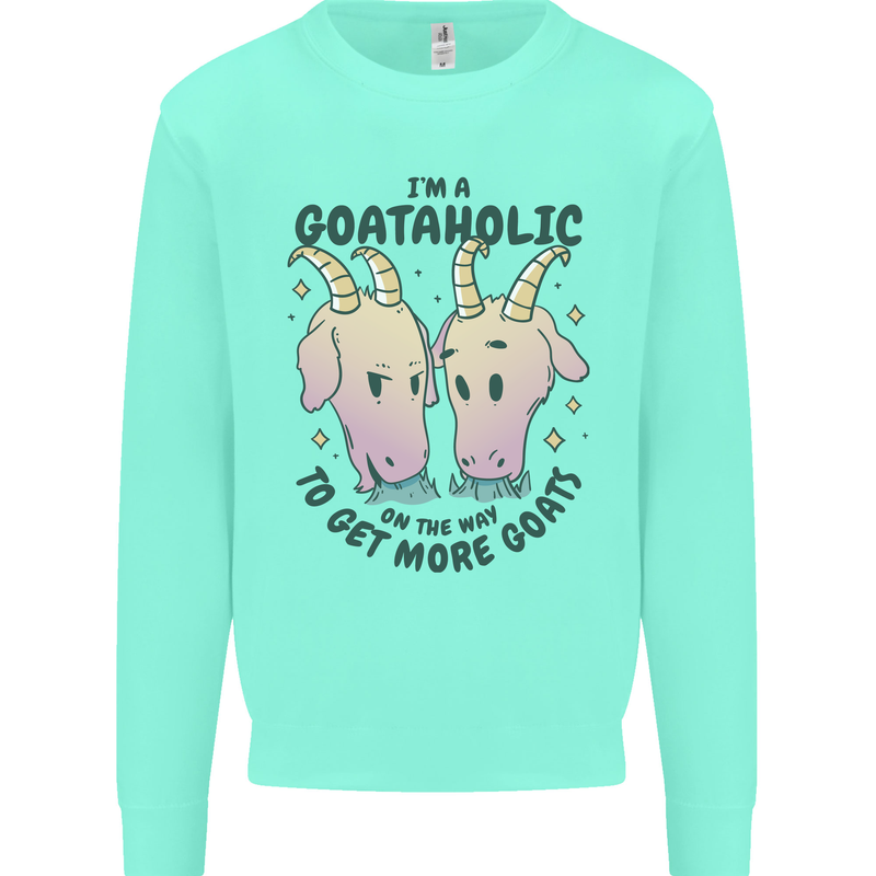 Goataholic On the Way to Get More Goats Kids Sweatshirt Jumper Peppermint