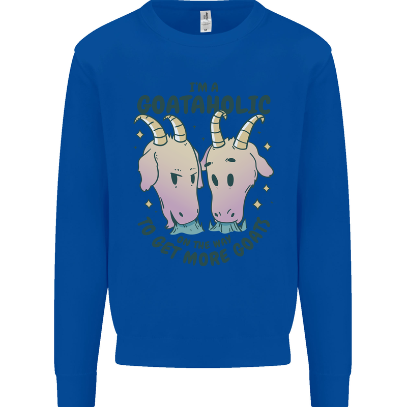 Goataholic On the Way to Get More Goats Kids Sweatshirt Jumper Royal Blue