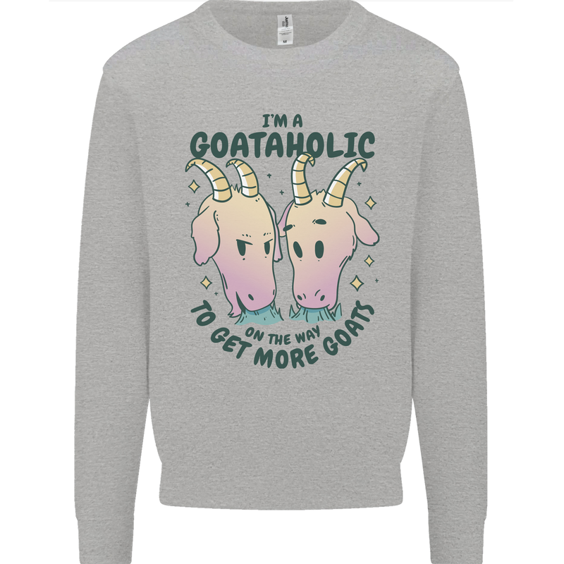 Goataholic On the Way to Get More Goats Kids Sweatshirt Jumper Sports Grey