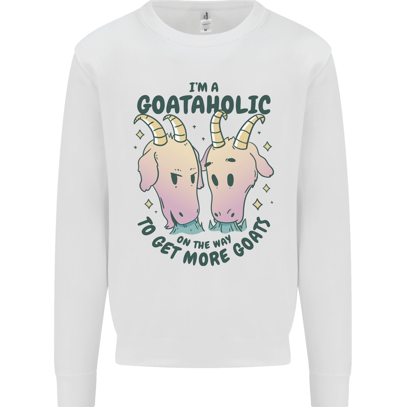 Goataholic On the Way to Get More Goats Kids Sweatshirt Jumper White