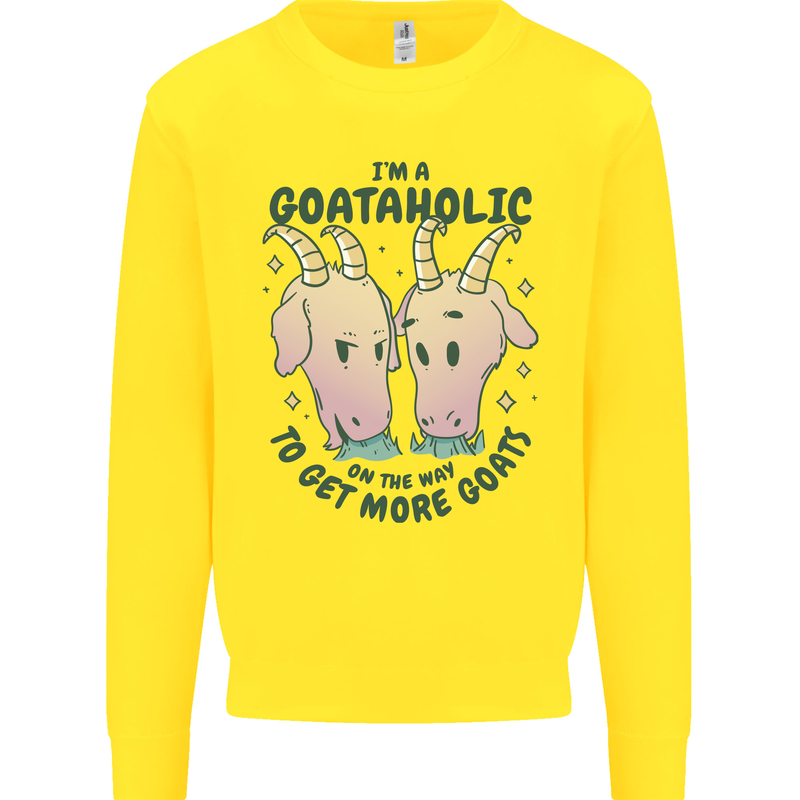 Goataholic On the Way to Get More Goats Kids Sweatshirt Jumper Yellow