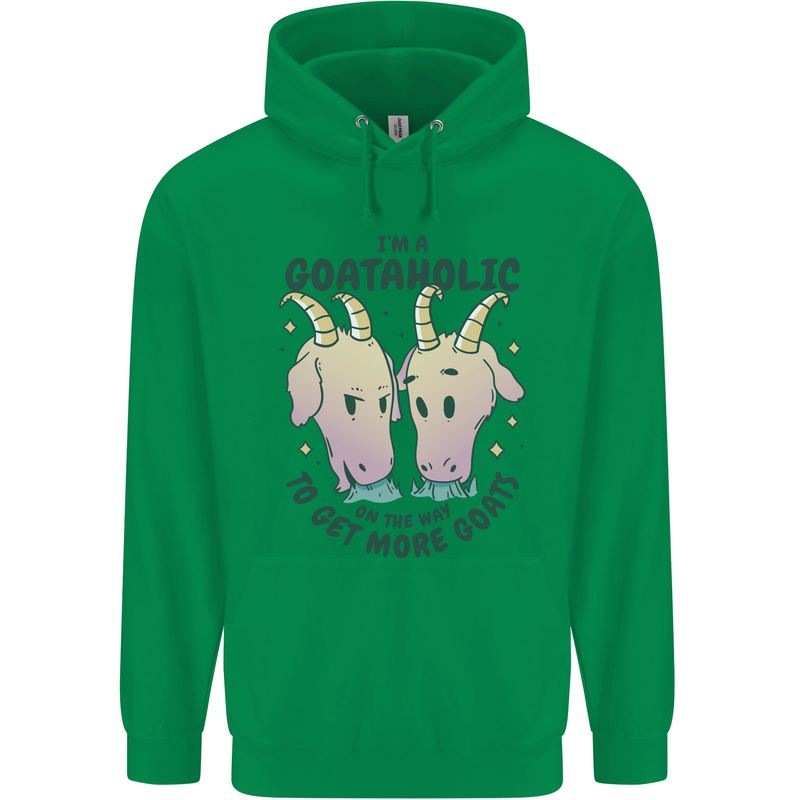 Goataholic On the Way to Get More Goats Mens 80% Cotton Hoodie Irish Green