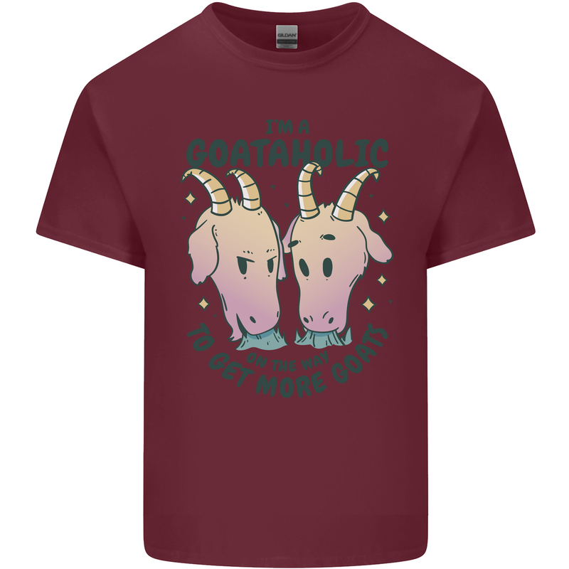 Goataholic On the Way to Get More Goats Mens Cotton T-Shirt Tee Top Maroon