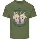 Goataholic On the Way to Get More Goats Mens Cotton T-Shirt Tee Top Military Green