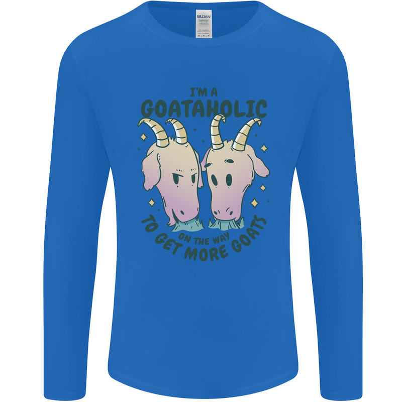 Goataholic On the Way to Get More Goats Mens Long Sleeve T-Shirt Royal Blue