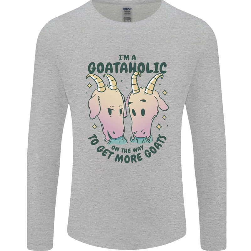 Goataholic On the Way to Get More Goats Mens Long Sleeve T-Shirt Sports Grey