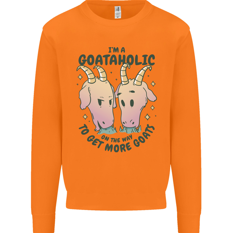 Goataholic On the Way to Get More Goats Mens Sweatshirt Jumper Orange