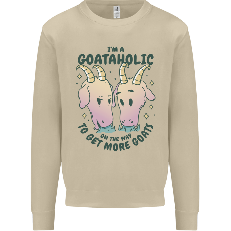 Goataholic On the Way to Get More Goats Mens Sweatshirt Jumper Sand