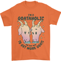Goataholic On the Way to Get More Goats Mens T-Shirt 100% Cotton Orange