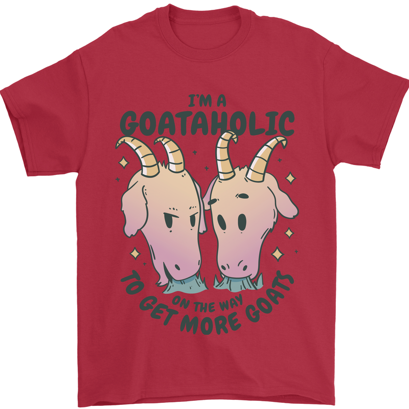 Goataholic On the Way to Get More Goats Mens T-Shirt 100% Cotton Red
