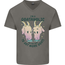 Goataholic On the Way to Get More Goats Mens V-Neck Cotton T-Shirt Charcoal