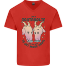 Goataholic On the Way to Get More Goats Mens V-Neck Cotton T-Shirt Red