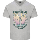 Goataholic On the Way to Get More Goats Mens V-Neck Cotton T-Shirt Sports Grey