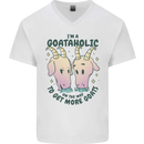 Goataholic On the Way to Get More Goats Mens V-Neck Cotton T-Shirt White