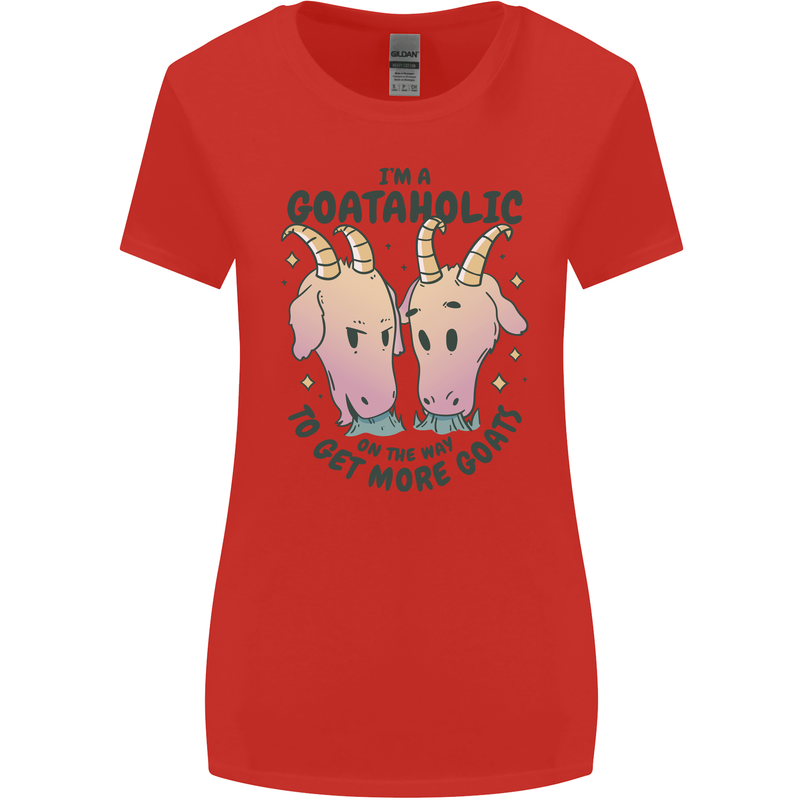Goataholic On the Way to Get More Goats Womens Wider Cut T-Shirt Red