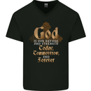God Forever Christian Cross Christianity Jesus Mens V-Neck Cotton T-Shirt Black