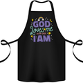 God Loves Me Christian Christianity Jesus Cotton Apron 100% Organic Black