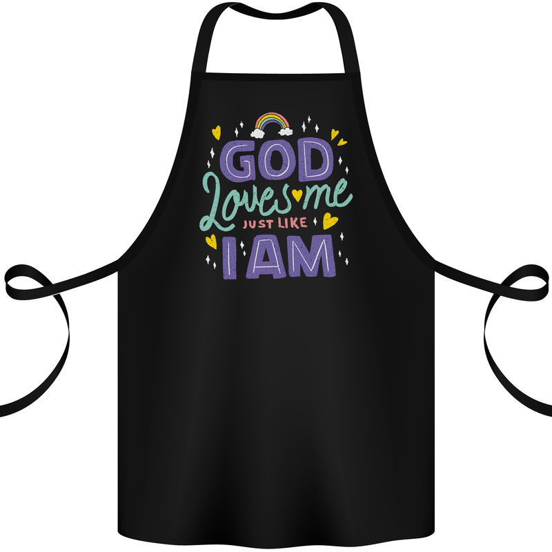 God Loves Me Christian Christianity Jesus Cotton Apron 100% Organic Black