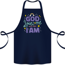 God Loves Me Christian Christianity Jesus Cotton Apron 100% Organic Navy Blue