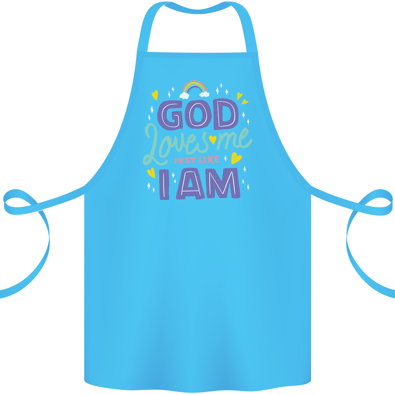 God Loves Me Christian Christianity Jesus Cotton Apron 100% Organic Turquoise
