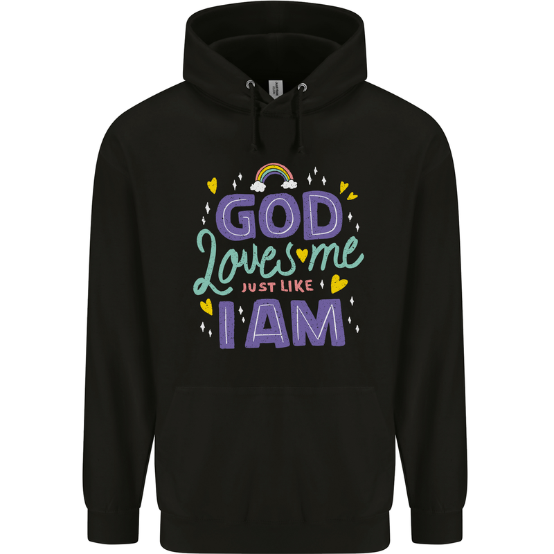 God Loves Me Christian Christianity Jesus Mens 80% Cotton Hoodie Black