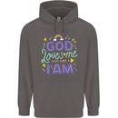 God Loves Me Christian Christianity Jesus Mens 80% Cotton Hoodie Charcoal