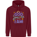 God Loves Me Christian Christianity Jesus Mens 80% Cotton Hoodie Maroon