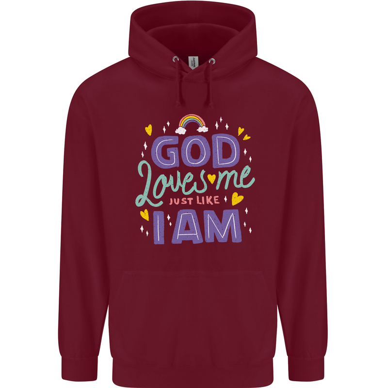 God Loves Me Christian Christianity Jesus Mens 80% Cotton Hoodie Maroon