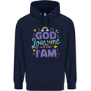 God Loves Me Christian Christianity Jesus Mens 80% Cotton Hoodie Navy Blue