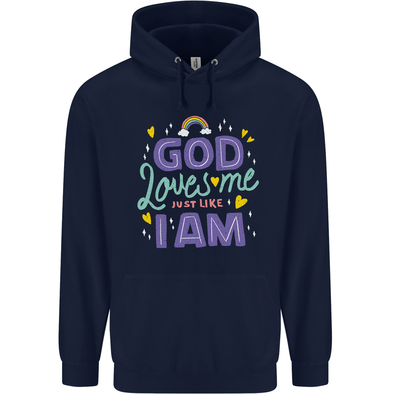 God Loves Me Christian Christianity Jesus Mens 80% Cotton Hoodie Navy Blue