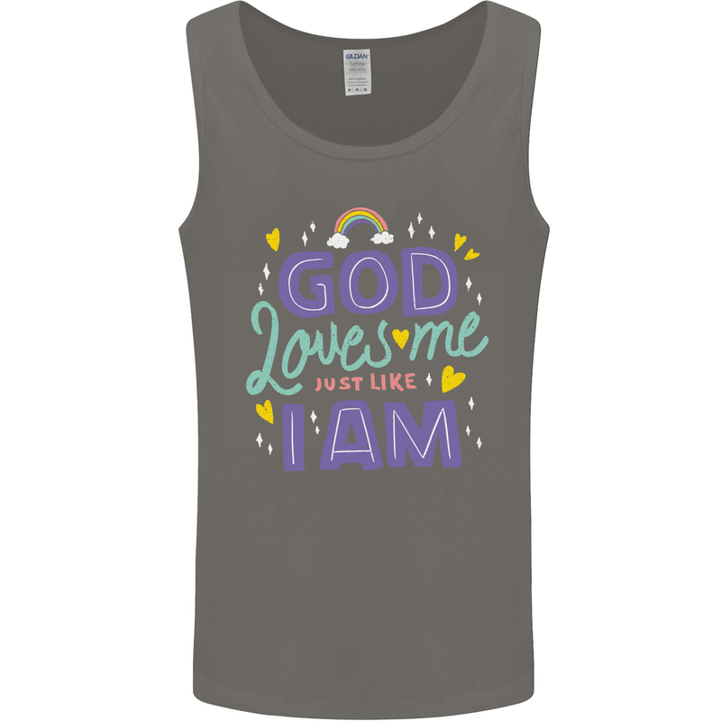 God Loves Me Christian Christianity Jesus Mens Vest Tank Top Charcoal