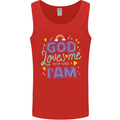 God Loves Me Christian Christianity Jesus Mens Vest Tank Top Red