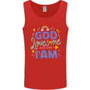 God Loves Me Christian Christianity Jesus Mens Vest Tank Top Red