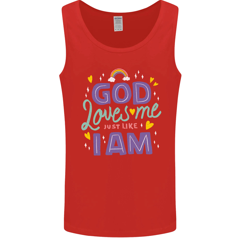 God Loves Me Christian Christianity Jesus Mens Vest Tank Top Red