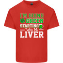 Going Green Funny St Patricks Day Beer Alcohol Mens Cotton T-Shirt Tee Top Red