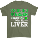 Going Green Funny St Patricks Day Beer Alcohol Mens T-Shirt 100% Cotton Military Green