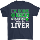 Going Green Funny St Patricks Day Beer Alcohol Mens T-Shirt 100% Cotton Navy Blue