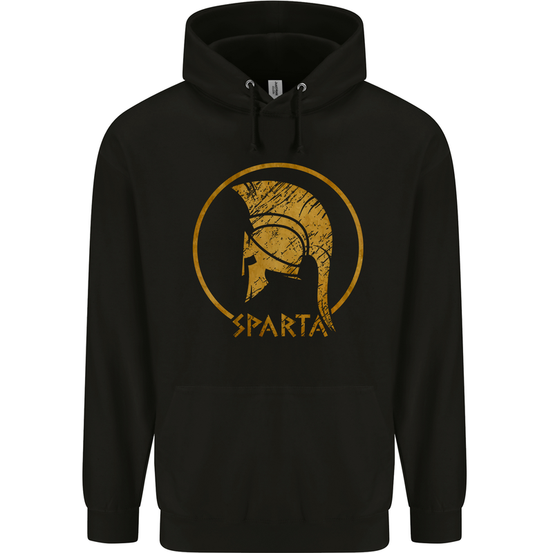 Gold Sparta Helmet Gym Bodybuilding Training Childrens Kids Hoodie Black