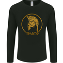 Gold Sparta Helmet Gym Bodybuilding Training Mens Long Sleeve T-Shirt Black
