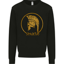 Gold Sparta Helmet Gym Bodybuilding Training Mens Sweatshirt Jumper Black