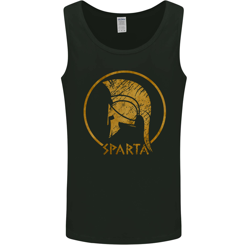 Gold Sparta Helmet Gym Bodybuilding Training Mens Vest Tank Top Black