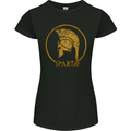 Gold Sparta Helmet Gym Bodybuilding Training Womens Petite Cut T-Shirt Black