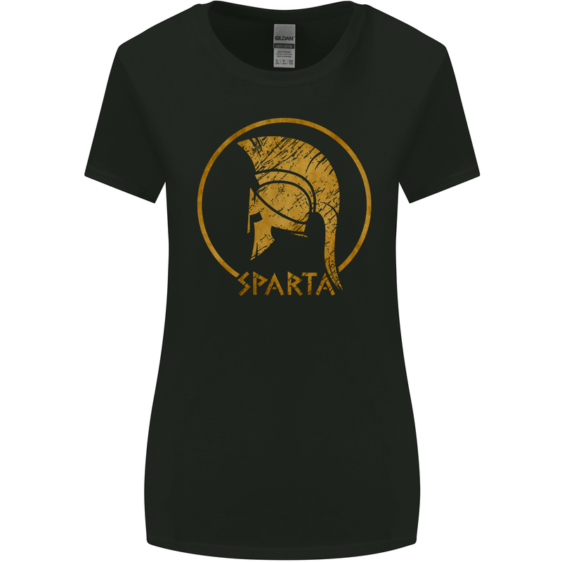 Gold Sparta Helmet Gym Bodybuilding Training Womens Wider Cut T-Shirt Black
