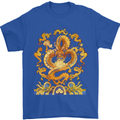 Gold and Blue Dragon Mens T-Shirt 100% Cotton Royal Blue