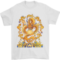 Gold and Blue Dragon Mens T-Shirt 100% Cotton White