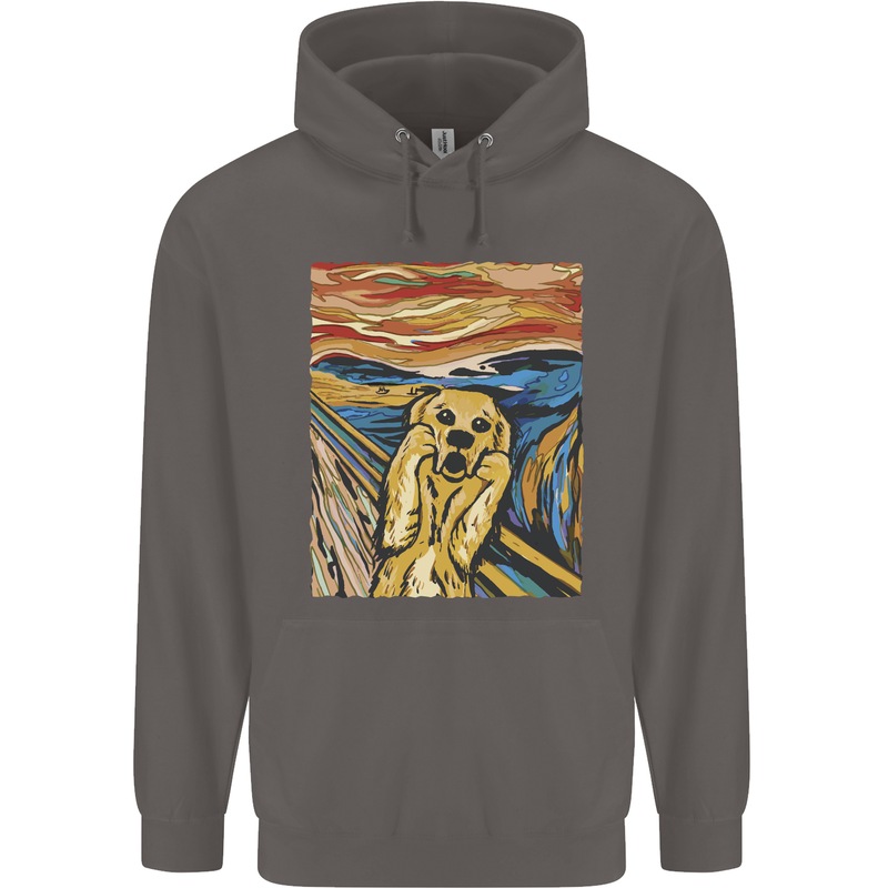 Golden Labrador Scream Portrait Mens 80% Cotton Hoodie Charcoal