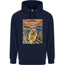 Golden Labrador Scream Portrait Mens 80% Cotton Hoodie Navy Blue